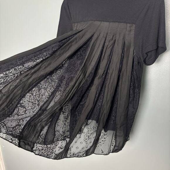CLU Women’s Black Lace Top Shirt Medium Made In USA RealReal Designer - Picture 8 of 12